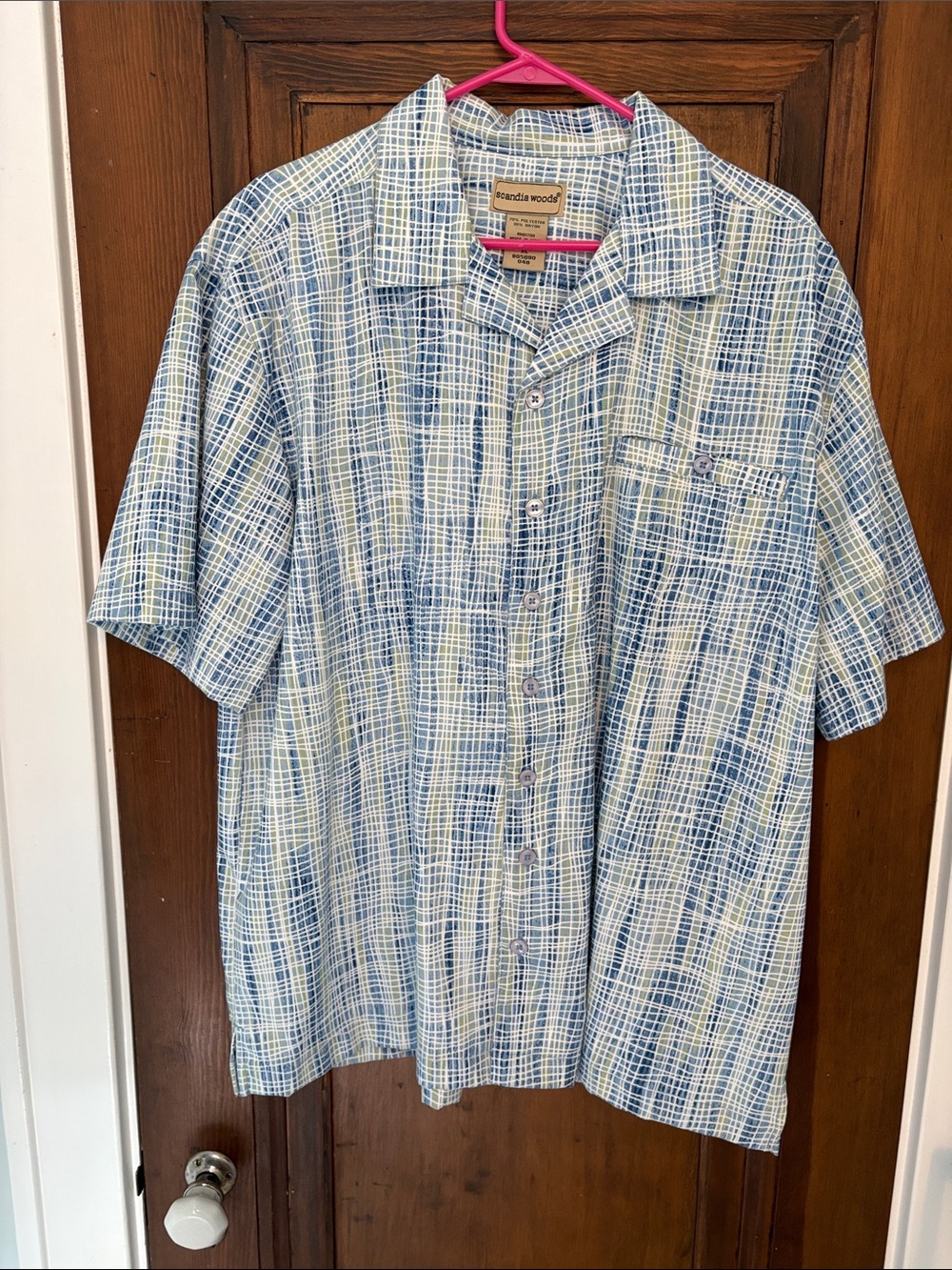 Blue Plaid Short-Sleeve Camp Shirt